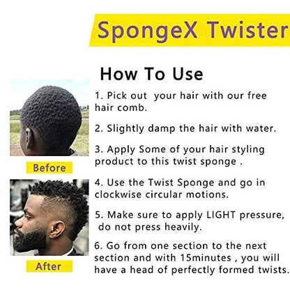 2-Pack Hair Sponge for Black Men Curls – Double Sided Curling Sponge with Small Holes, Twist Tool for Textured Styling Avelisse