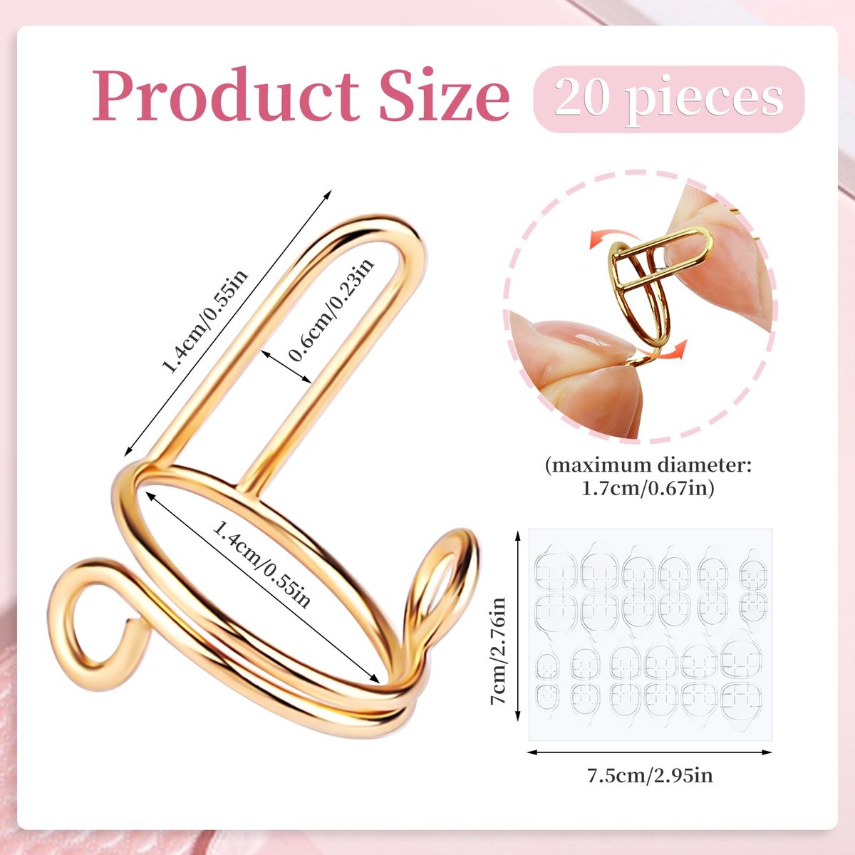 ASTONFOG 20Pcs Wudu Nail Rings with 120PCS Adhesive Nail Tabs - No Glue Adjustable Fingernail Rings Set for Acrylic Nails, Non-Tarnish Metal Nails Rings for Women Nail Art Decoration - görsel 5