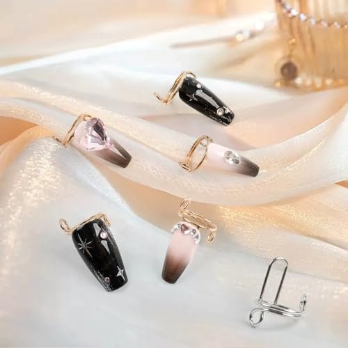 ASTONFOG 20Pcs Wudu Nail Rings with 120PCS Adhesive Nail Tabs - No Glue Adjustable Fingernail Rings Set for Acrylic Nails, Non-Tarnish Metal Nails Rings for Women Nail Art Decoration - görsel 16