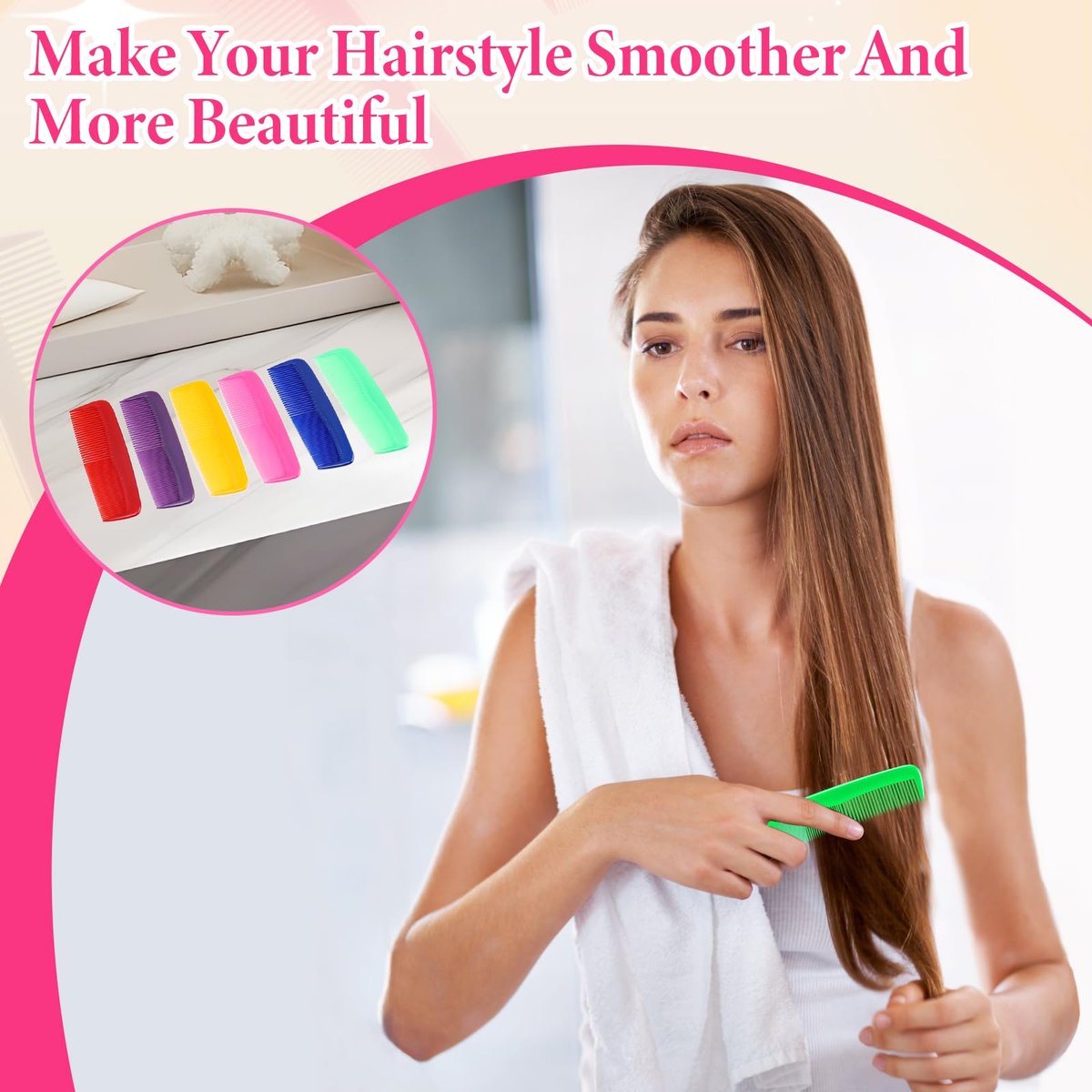 NICEMOVIC 60 Packs Hair Comb Bulk Set - Pocket Travel Hair Combs for Women and Men, Colorful Coarse and Fine Tooth Comb, Individually Wrapped Bulk Comb for Homeless Shelter Nursing Home Charity - görsel 12