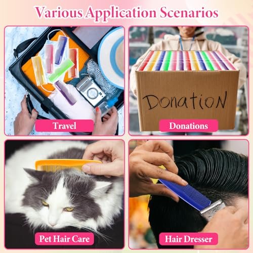 NICEMOVIC 60 Packs Hair Comb Bulk Set - Pocket Travel Hair Combs for Women and Men, Colorful Coarse and Fine Tooth Comb, Individually Wrapped Bulk Comb for Homeless Shelter Nursing Home Charity - görsel 13