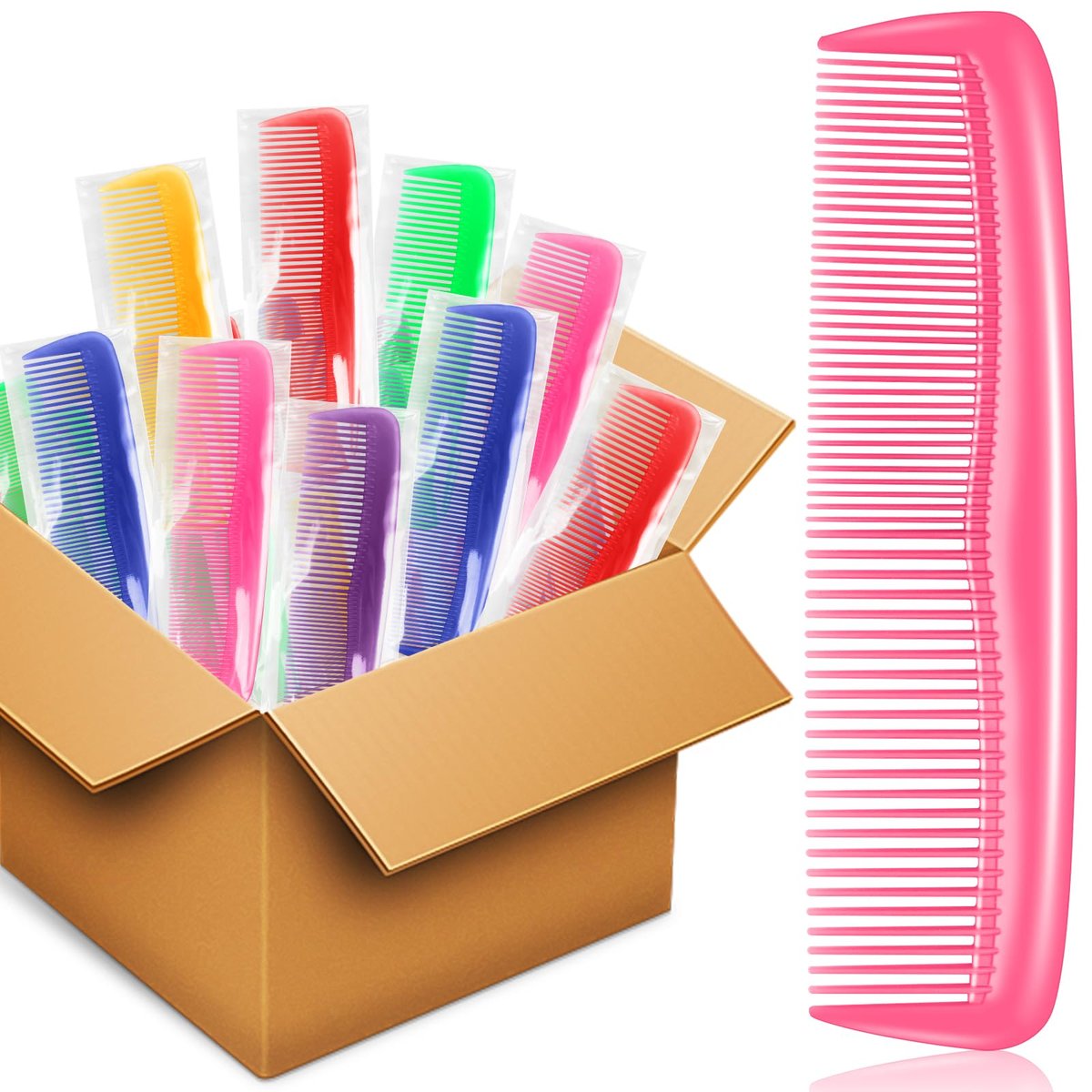 NICEMOVIC 120 Packs Hair Comb Bulk Set - Pocket Travel Hair Combs for Women and Men, Colorful Coarse and Fine Tooth Comb, Individually Wrapped Bulk Comb for Homeless Shelter Hotel Nursing Home Charity Avelisse
