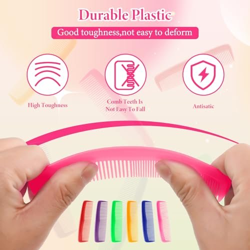 NICEMOVIC 60 Packs Hair Comb Bulk Set - Pocket Travel Hair Combs for Women and Men, Colorful Coarse and Fine Tooth Comb, Individually Wrapped Bulk Comb for Homeless Shelter Nursing Home Charity - görsel 7