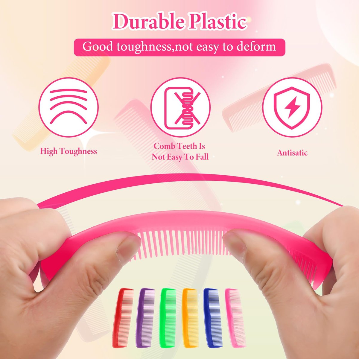 NICEMOVIC 60 Packs Hair Comb Bulk Set - Pocket Travel Hair Combs for Women and Men, Colorful Coarse and Fine Tooth Comb, Individually Wrapped Bulk Comb for Homeless Shelter Nursing Home Charity - görsel 8