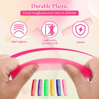 NICEMOVIC 60 Packs Hair Comb Bulk Set - Pocket Travel Hair Combs for Women and Men, Colorful Coarse and Fine Tooth Comb, Individually Wrapped Bulk Comb for Homeless Shelter Nursing Home Charity