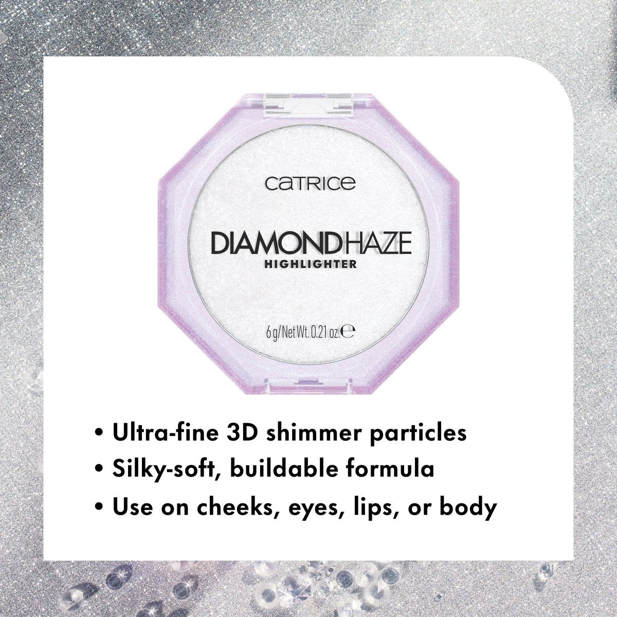 Catrice Diamond Haze Highlighter 010 Gimme Glitter – Stunning 3D Shimmer for Face & Body, Silky Buildable Glow, Vegan & Cruelty-Free - görsel 5