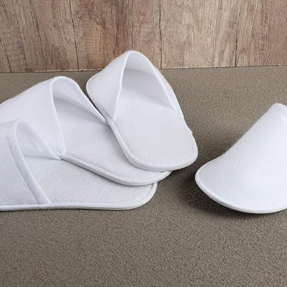Nexboraque 30 Pairs Disposable Slippers for Guests - White Spa Slippers Bulk, Non-Slip Closed Toe Travel Footwear for Hotel, Women Men, Medium Avelisse