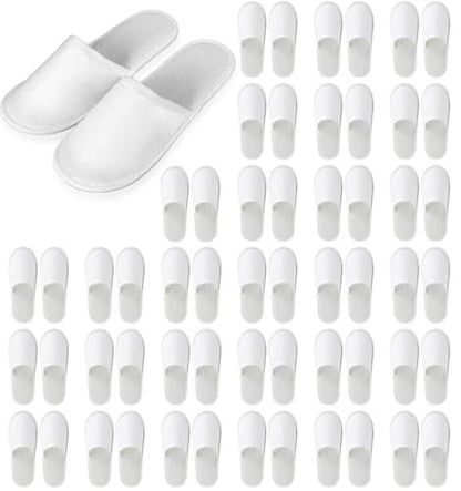 Nexboraque 30 Pairs Disposable Slippers for Guests - White Spa Slippers Bulk, Non-Slip Closed Toe Travel Footwear for Hotel, Women Men, Medium Avelisse