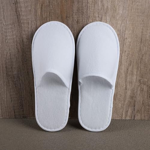 Nexboraque 30 Pairs Disposable Slippers for Guests - White Spa Slippers Bulk, Non-Slip Closed Toe Travel Footwear for Hotel, Women Men, Medium Avelisse