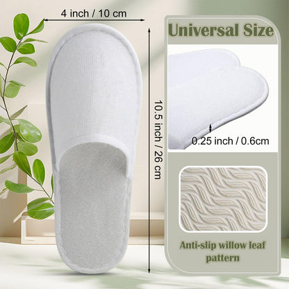 Nexboraque 30 Pairs Disposable Slippers for Guests - White Spa Slippers Bulk, Non-Slip Closed Toe Travel Footwear for Hotel, Women Men, Medium Avelisse