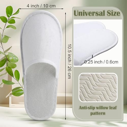 Nexboraque 30 Pairs Disposable Slippers for Guests - White Spa Slippers Bulk, Non-Slip Closed Toe Travel Footwear for Hotel, Women Men, Medium Avelisse