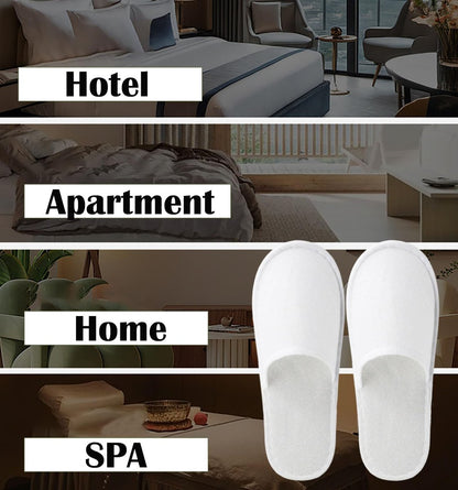Nexboraque 30 Pairs Disposable Slippers for Guests - White Spa Slippers Bulk, Non-Slip Closed Toe Travel Footwear for Hotel, Women Men, Medium Avelisse