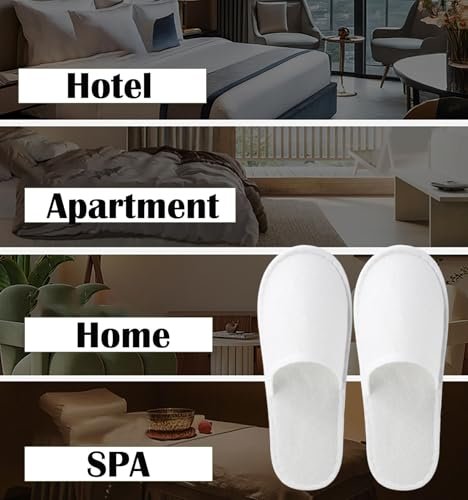 Nexboraque 30 Pairs Disposable Slippers for Guests - White Spa Slippers Bulk, Non-Slip Closed Toe Travel Footwear for Hotel, Women Men, Medium Avelisse