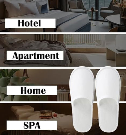 Nexboraque 30 Pairs Disposable Slippers for Guests - White Spa Slippers Bulk, Non-Slip Closed Toe Travel Footwear for Hotel, Women Men, Medium Avelisse