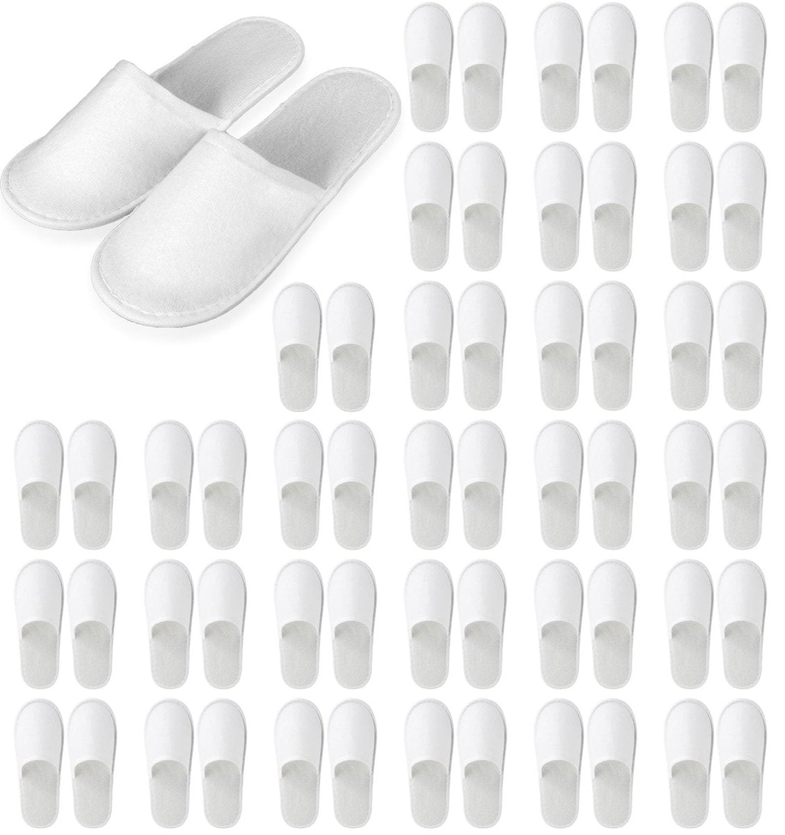 Nexboraque 30 Pairs Disposable Slippers for Guests - White Spa Slippers Bulk, Non-Slip Closed Toe Travel Footwear for Hotel, Women Men, Medium Avelisse