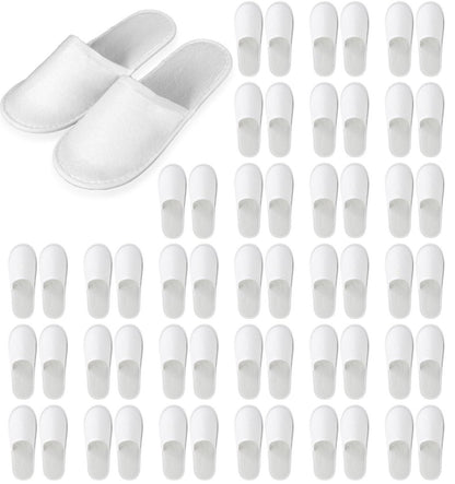 Nexboraque 30 Pairs Disposable Slippers for Guests - White Spa Slippers Bulk, Non-Slip Closed Toe Travel Footwear for Hotel, Women Men, Medium Avelisse