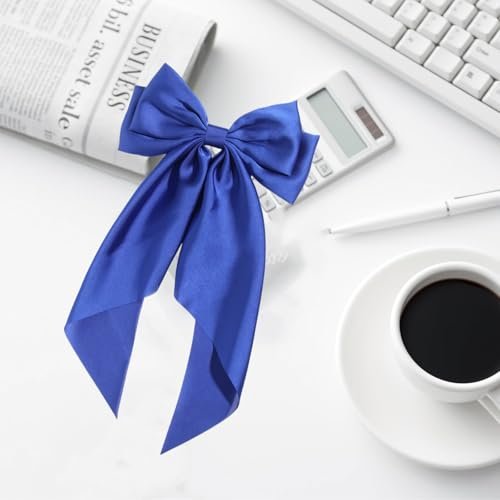Royal Blue Satin Hair Bow Clip – Large Silk Hair Bow for Women and Girls - görsel 11