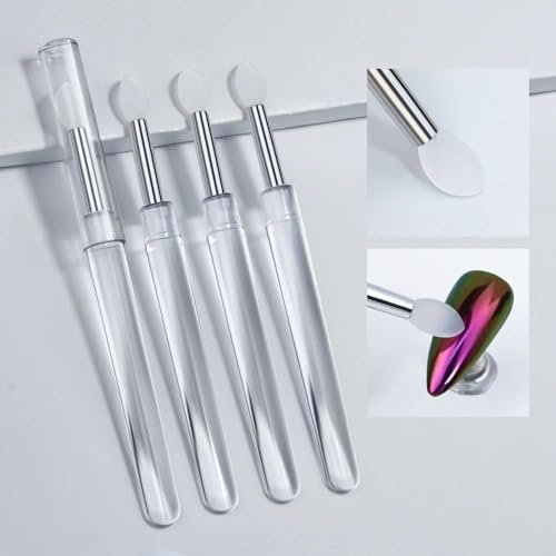 10-Pack White Silicone Nail Art Brushes – Reusable Chrome Glitter Powder Applicator Sticks for Nail Art, Eyeshadow & Lipstick - görsel 14