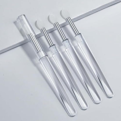 10-Pack White Silicone Nail Art Brushes – Reusable Chrome Glitter Powder Applicator Sticks for Nail Art, Eyeshadow & Lipstick