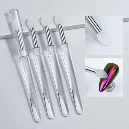 10-Pack White Silicone Nail Art Brushes – Reusable Chrome Glitter Powder Applicator Sticks for Nail Art, Eyeshadow & Lipstick