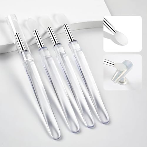 10-Pack White Silicone Nail Art Brushes – Reusable Chrome Glitter Powder Applicator Sticks for Nail Art, Eyeshadow & Lipstick - görsel 4