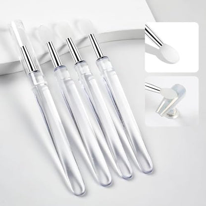 10-Pack White Silicone Nail Art Brushes – Reusable Chrome Glitter Powder Applicator Sticks for Nail Art, Eyeshadow & Lipstick
