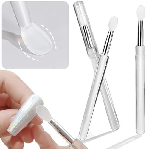 10-Pack White Silicone Nail Art Brushes – Reusable Chrome Glitter Powder Applicator Sticks for Nail Art, Eyeshadow & Lipstick - görsel 8