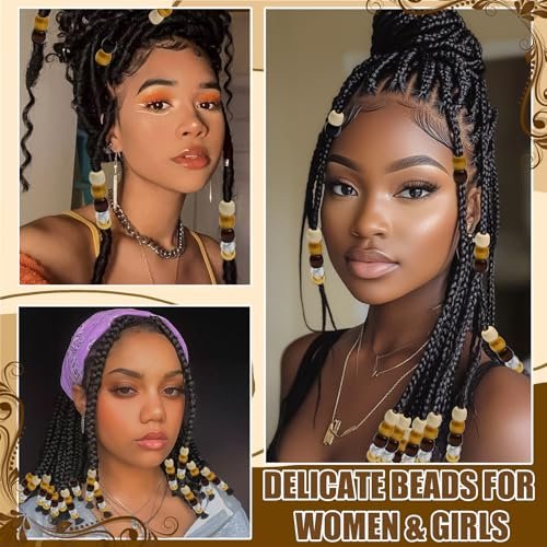 NAISKA 60-Piece Wooden Hair Beads for Braids - 6 Color Hair Jewelry, Dreadlock Accessories, Tube Decoration, Braid Clips for Women and Men - görsel 8