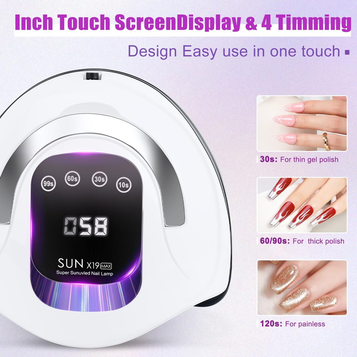 Wisdompark 320W UV LED Nail Lamp - Professional Nail Dryer with 72 Beads & Auto Sensor - görsel 8