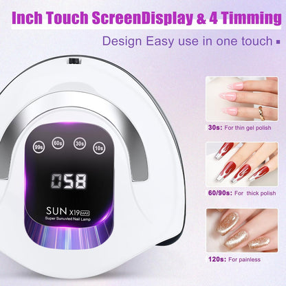Wisdompark 320W UV LED Nail Lamp - Professional Nail Dryer with 72 Beads & Auto Sensor