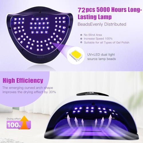 Wisdompark 320W UV LED Nail Lamp - Professional Nail Dryer with 72 Beads & Auto Sensor - görsel 3