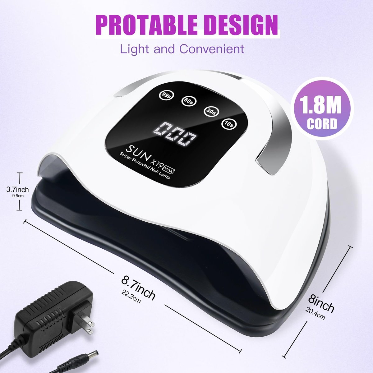 Wisdompark 320W UV LED Nail Lamp - Professional Nail Dryer with 72 Beads & Auto Sensor - görsel 14