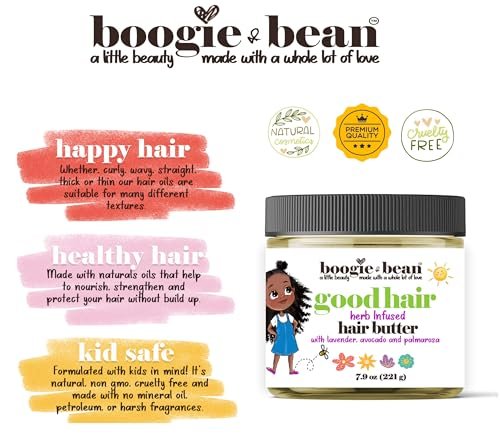 Boogie and Bean Good Hair Oil for Babies and Kids – Natural Baby Hair Products, Moisturizer for Black Babies, Infants, and Toddlers, Hair Butter for Braids and Twists Avelisse