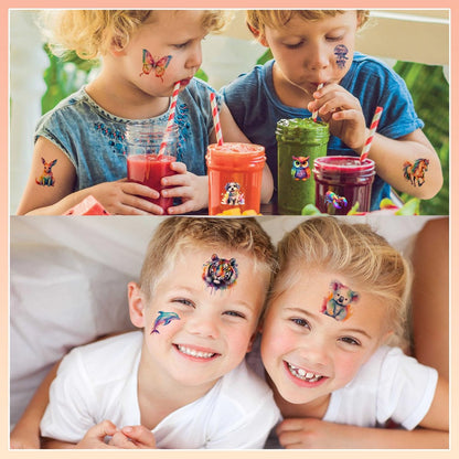 102 PCS Individually Wrapped Watercolor Animals Temporary Tattoos for Kids - Cute Animal Tattoo Stickers for Boys & Girls, Body Arm Shoulder, Birthday Party Supplies & Gifts