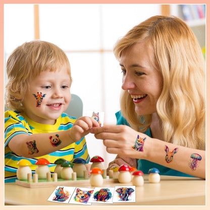102 PCS Individually Wrapped Watercolor Animals Temporary Tattoos for Kids - Cute Animal Tattoo Stickers for Boys & Girls, Body Arm Shoulder, Birthday Party Supplies & Gifts