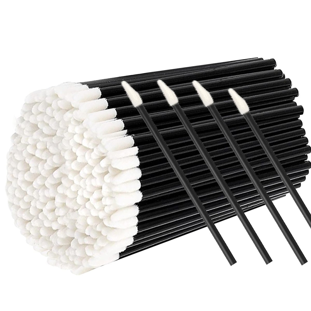 200PCS Disposable Lip Applicators – Black Cotton Lipstick Brushes for Professional Makeup & Esthetician Use Avelisse
