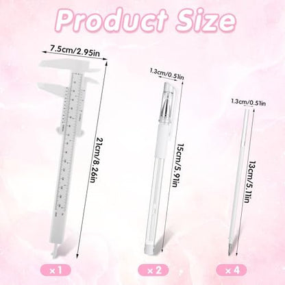 cobee 7 Pcs Brow Mapping Pen Set - Eyebrow Mapping Pencil with 4 Refills and Ruler for Permanent Makeup Artists