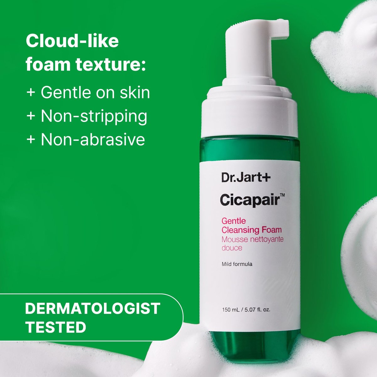Dr.Jart+ Cicapair Gentle Foam Cleanser for Sensitive Skin with Centella Asiatica | Korean Face Wash, 5.07 Fl Oz - görsel 7