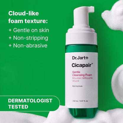 Dr.Jart+ Cicapair Gentle Foam Cleanser for Sensitive Skin with Centella Asiatica | Korean Face Wash, 5.07 Fl Oz
