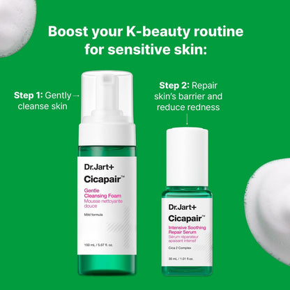 Dr.Jart+ Cicapair Gentle Foam Cleanser for Sensitive Skin with Centella Asiatica | Korean Face Wash, 5.07 Fl Oz