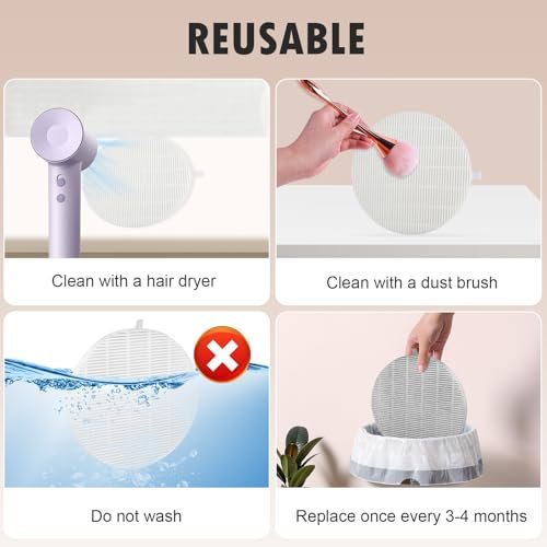 KTNAid 4 Pack Replacement Filters Compatible with MelodySusie HPro/SProR Nail Dust Collector – Reusable Refill Filters for Home & Salon Nail Dust Vacuum Avelisse