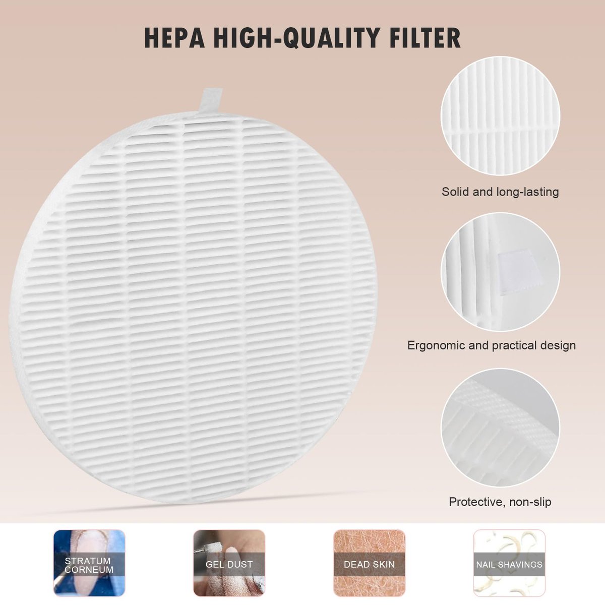 KTNAid 4 Pack Replacement Filters Compatible with MelodySusie HPro/SProR Nail Dust Collector – Reusable Refill Filters for Home & Salon Nail Dust Vacuum Avelisse