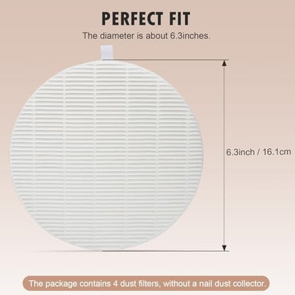 KTNAid 4 Pack Replacement Filters Compatible with MelodySusie HPro/SProR Nail Dust Collector – Reusable Refill Filters for Home & Salon Nail Dust Vacuum Avelisse