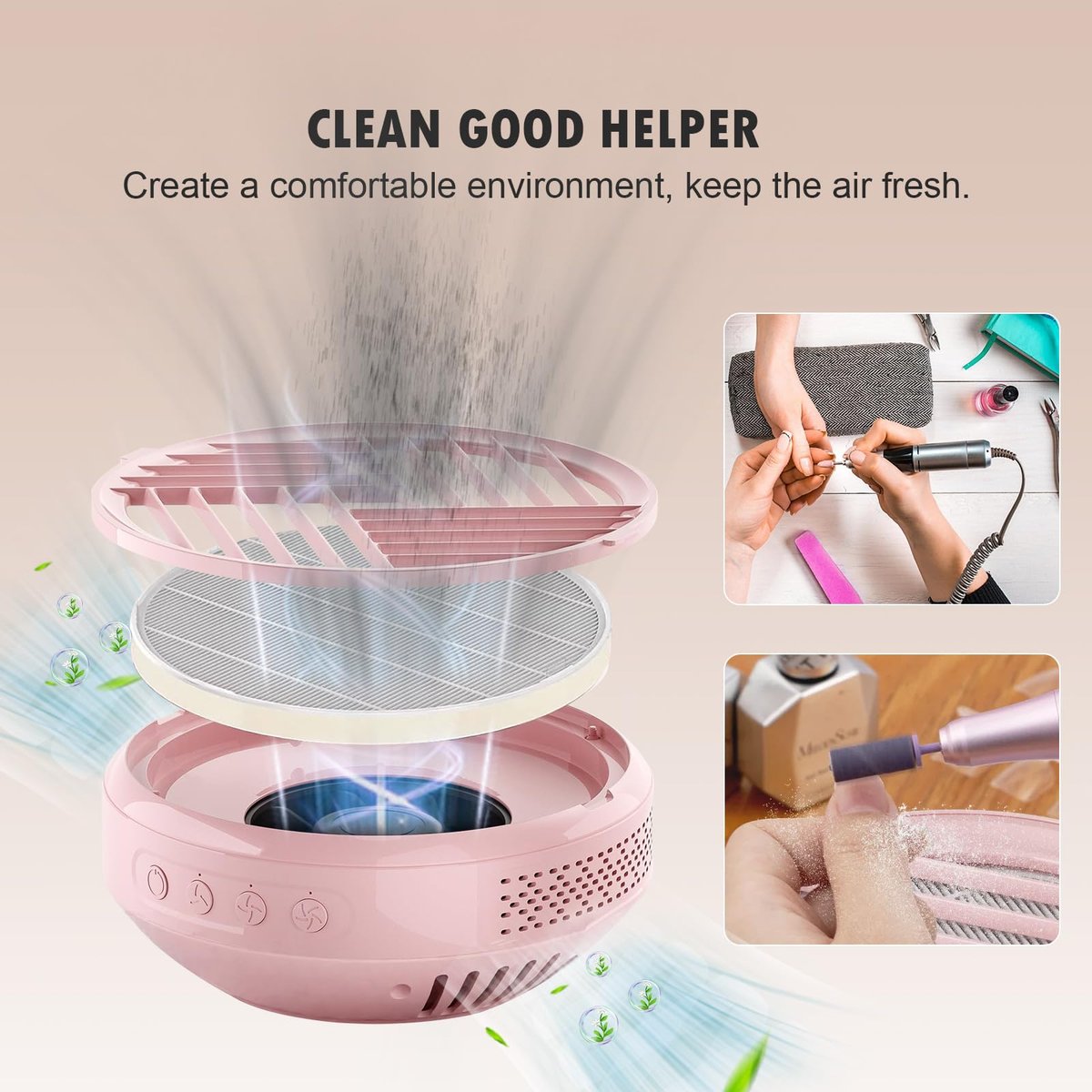 KTNAid 4 Pack Replacement Filters Compatible with MelodySusie HPro/SProR Nail Dust Collector – Reusable Refill Filters for Home & Salon Nail Dust Vacuum Avelisse