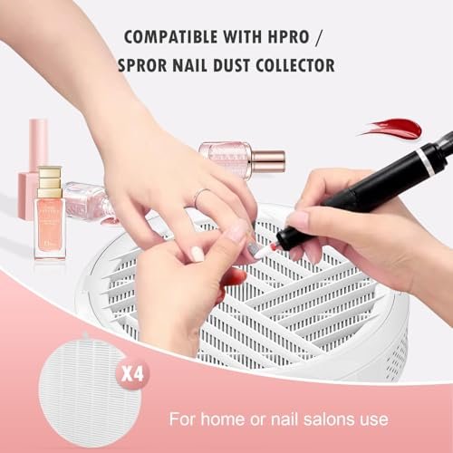 KTNAid 4 Pack Replacement Filters Compatible with MelodySusie HPro/SProR Nail Dust Collector – Reusable Refill Filters for Home & Salon Nail Dust Vacuum Avelisse