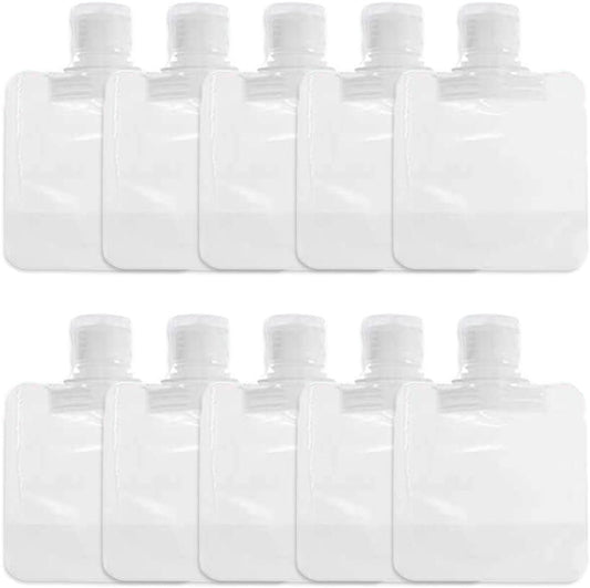10-Pack Transparent Refillable Travel Squeeze Bottles (30ml) – TSA-Friendly Leakproof Empty Pouch for Toiletries, Lotion, Shampoo, Shower Gel