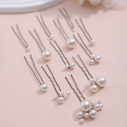 12 Pieces Pearl Bridal Hair Pins - Handmade Wedding Hair Accessories for Brides & Women - Bronze Finish Avelisse