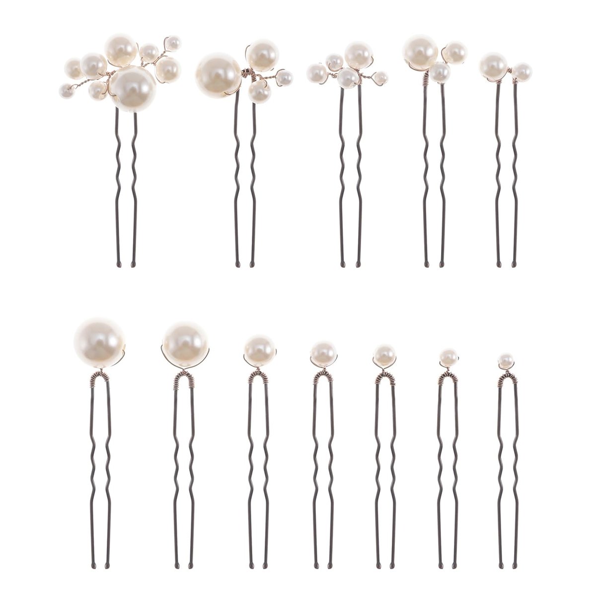 12 Pieces Pearl Bridal Hair Pins - Handmade Wedding Hair Accessories for Brides & Women - Bronze Finish Avelisse