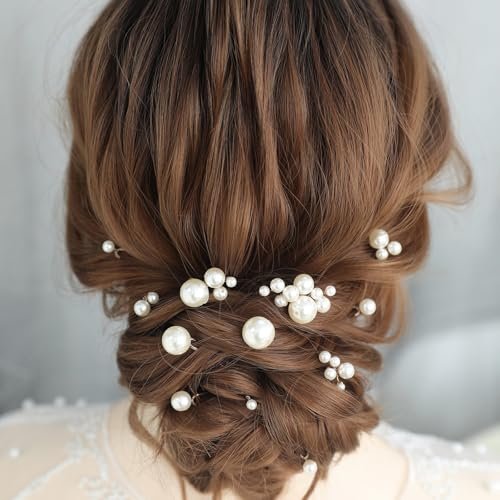 12 Pieces Pearl Bridal Hair Pins - Handmade Wedding Hair Accessories for Brides & Women - Bronze Finish Avelisse