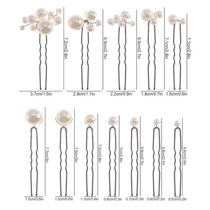 12 Pieces Pearl Bridal Hair Pins - Handmade Wedding Hair Accessories for Brides & Women - Bronze Finish Avelisse